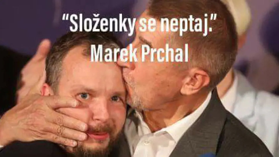 Na snímek Andreje Babiše líbajícího Marka Prchala začaly okamžitě vznikat parafráze