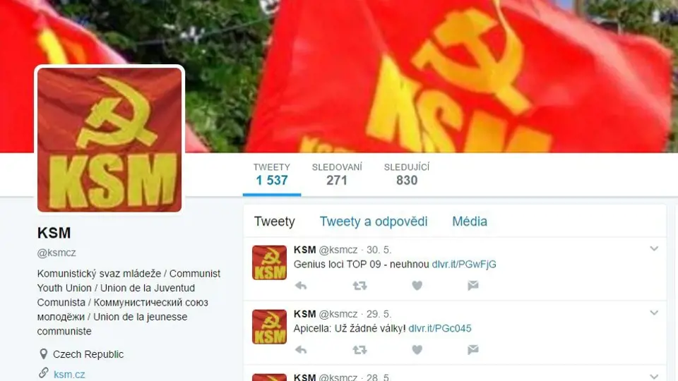 Twitterový účet Komunistického svazu mládeže