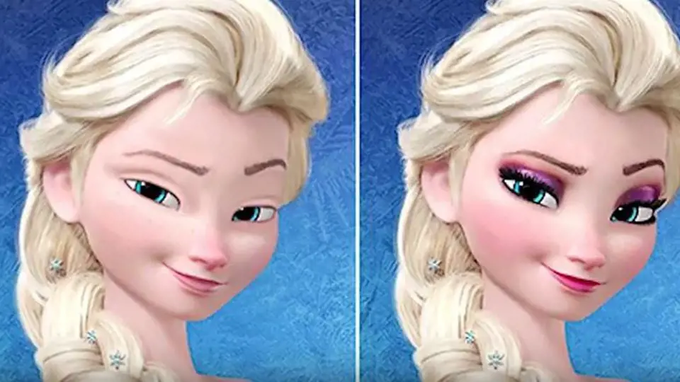Elsa z Ledového království nalíčená a nenalíčená