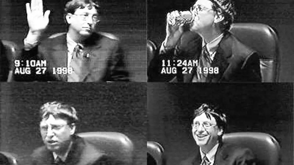 Bill Gates v roce 1998 vypovídal u soudu kvůli obvinění Microsoftu z porušení antimonopolního zákona.