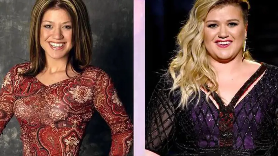 Kelly Clarkson v začátcích své pěvecké kariéry a nyní, když se z ní stala dvojnásobná máma.