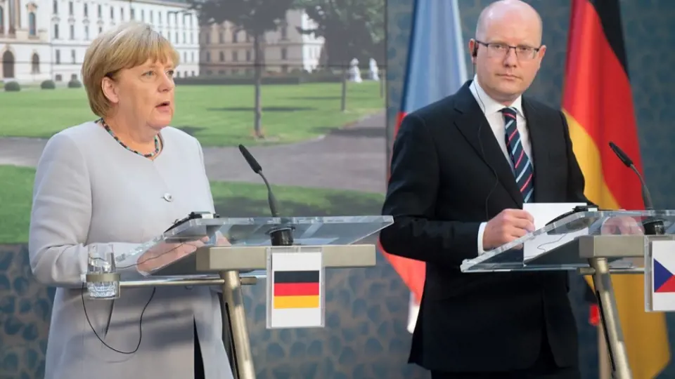 Merkelová a Sobotka v Praze, duben 2016