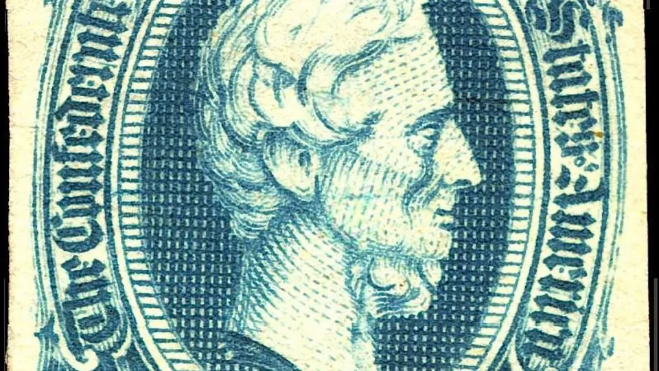 Portrét prezidenta Jeffersona Davise na poštovní známce z roku 1863