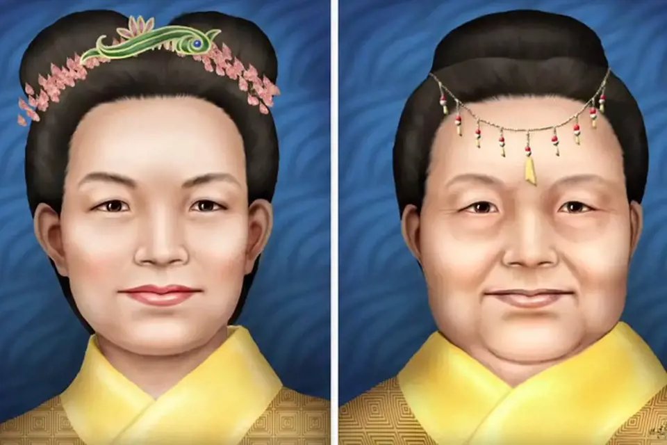 Rekonstrukce tváře Lady Dai v mladém a pokročilém věku