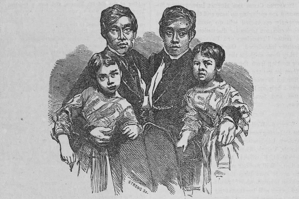 Chang a Eng Bunkerovi se svými dětmi