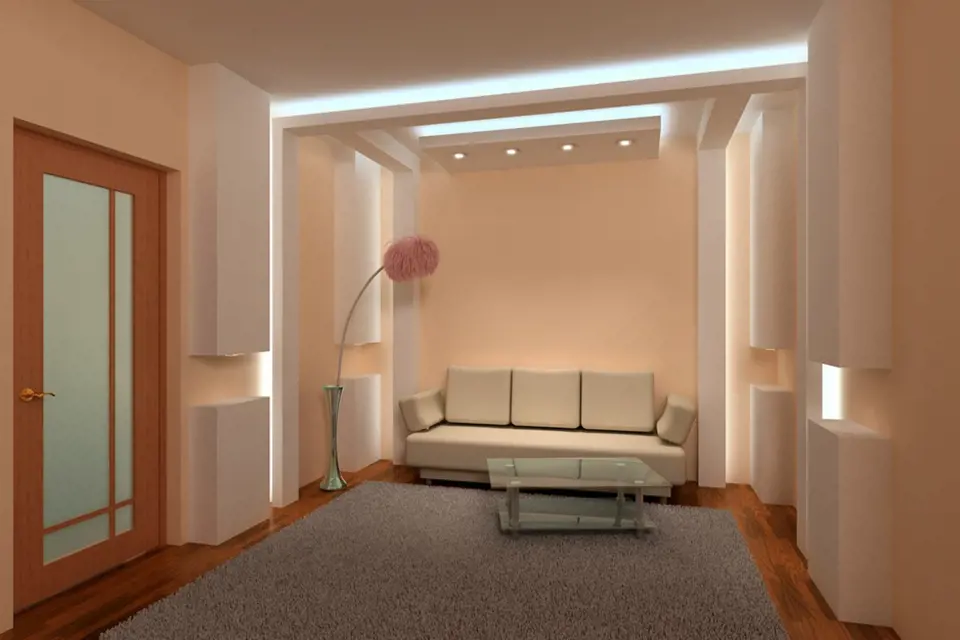 Zajímavě osvětlený obývací pokoj