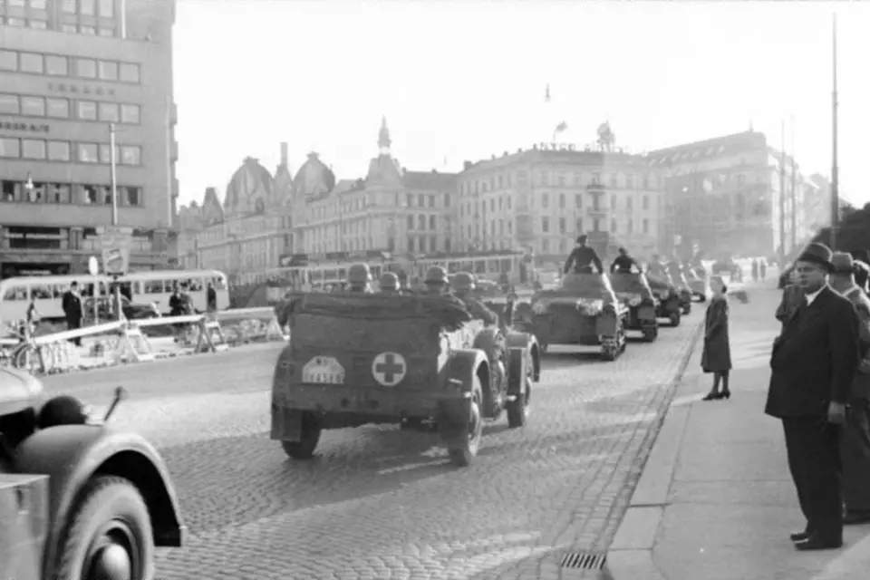 Německé jednotky vjíždějí do Osla, květen 1940