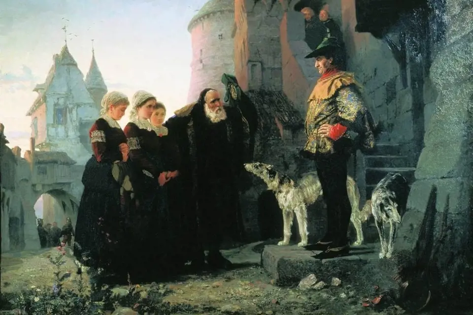 Vasilij Dmitrievič Polenov: "Právo první noci" (1874)