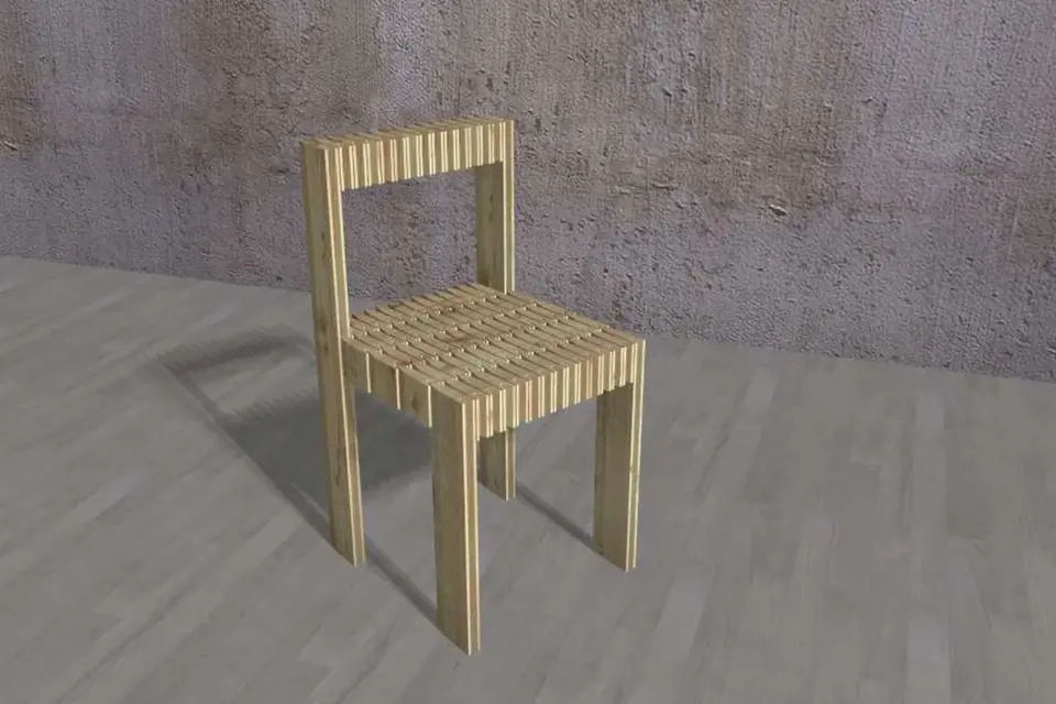 Židle vyrobená z šindelí