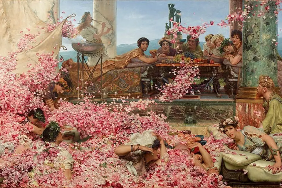 Elagabalovy růže, olejomalba: Alma-Tadema (1888)