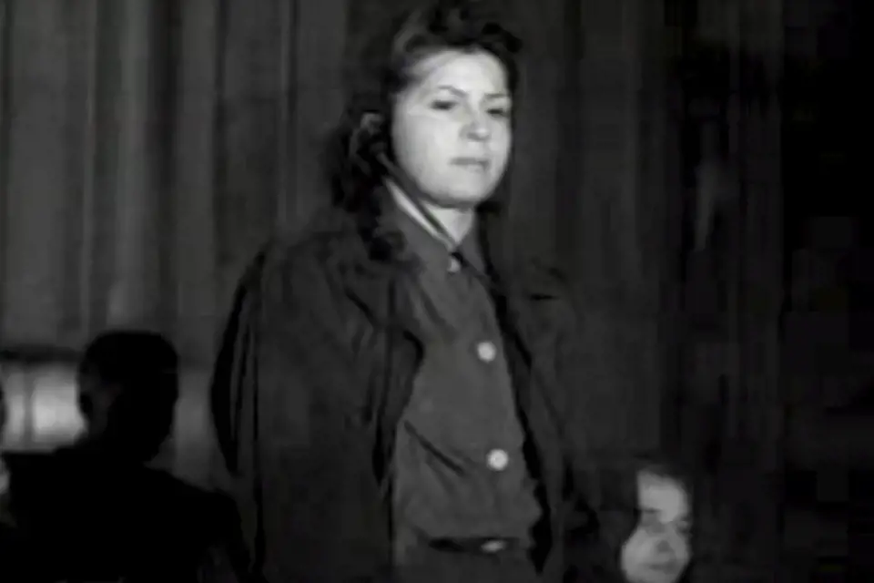 Luise Danz u soudního procesu Osvětim, rok 1947.