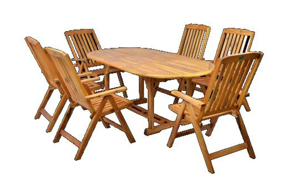 Dřevěný zahradní nábytek HECHT Leader, polohovatelná křesla a stůl z tvrdého dřeva akácie, 11 790 Kč