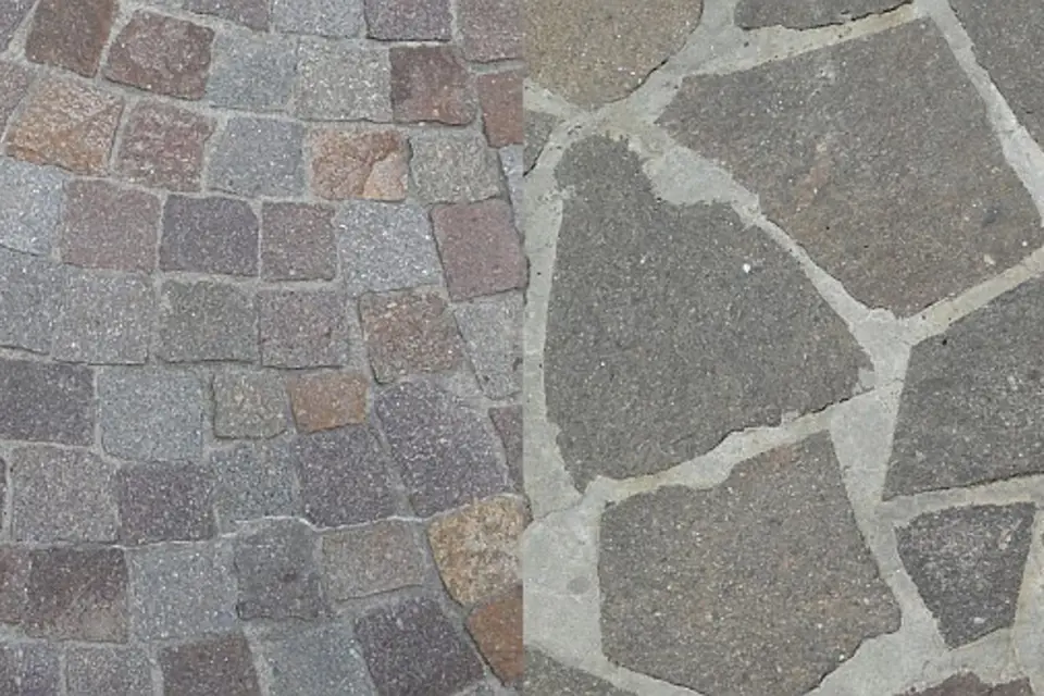 kostky nebo kameny v betonu