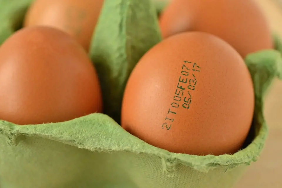 Čtěte etikety a označení přímo na vejcích.