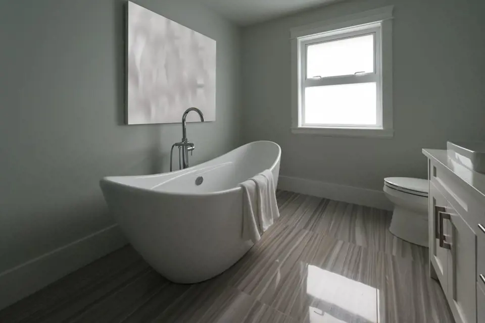 U volně stojící vany je důležité dobře vymyslet, kde bude přívod vany a jak ošetřit to, abyste při případném sprchování nepolili vodou podlahu i stěny. Zdroj: Shutterstock