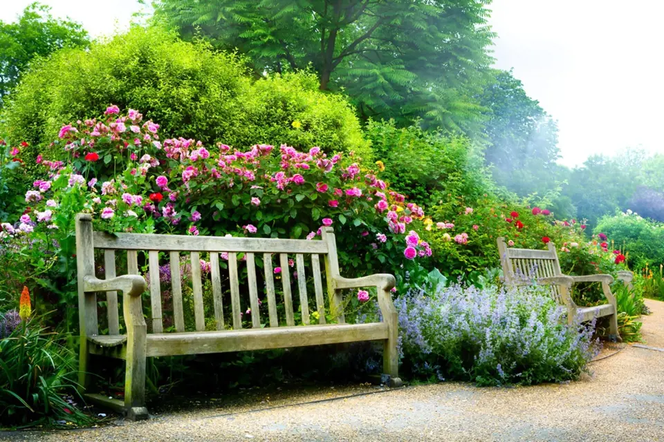 V okolí vonných keřů je posezení na zahradní lavičce opravdovou relaxací.