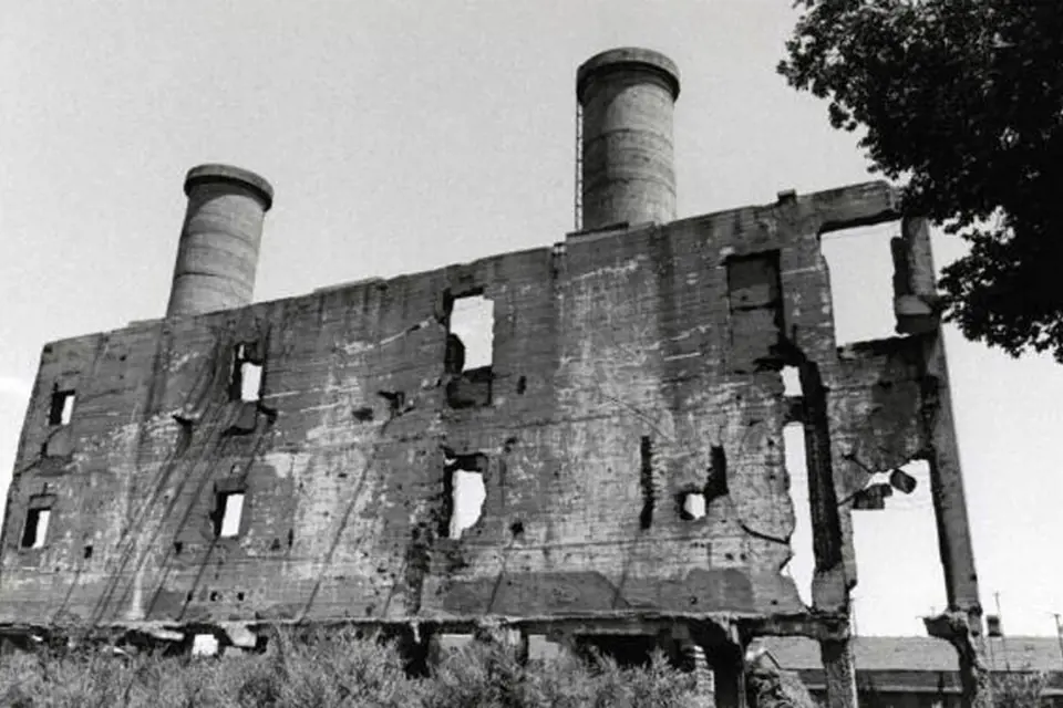 Zničená budova jednotky 731, patřící pod Kempeitai