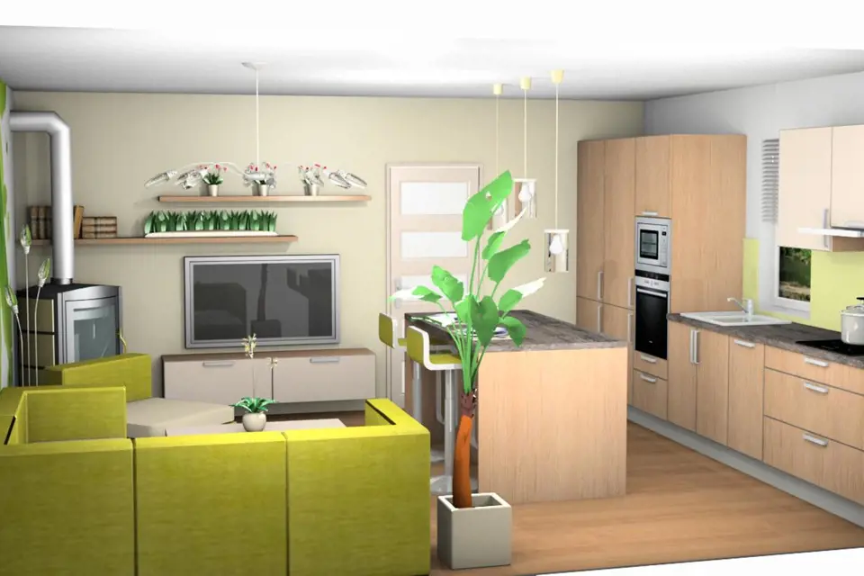 Návrh na přání: Kuchyně spojená s obývacím pokojem 2