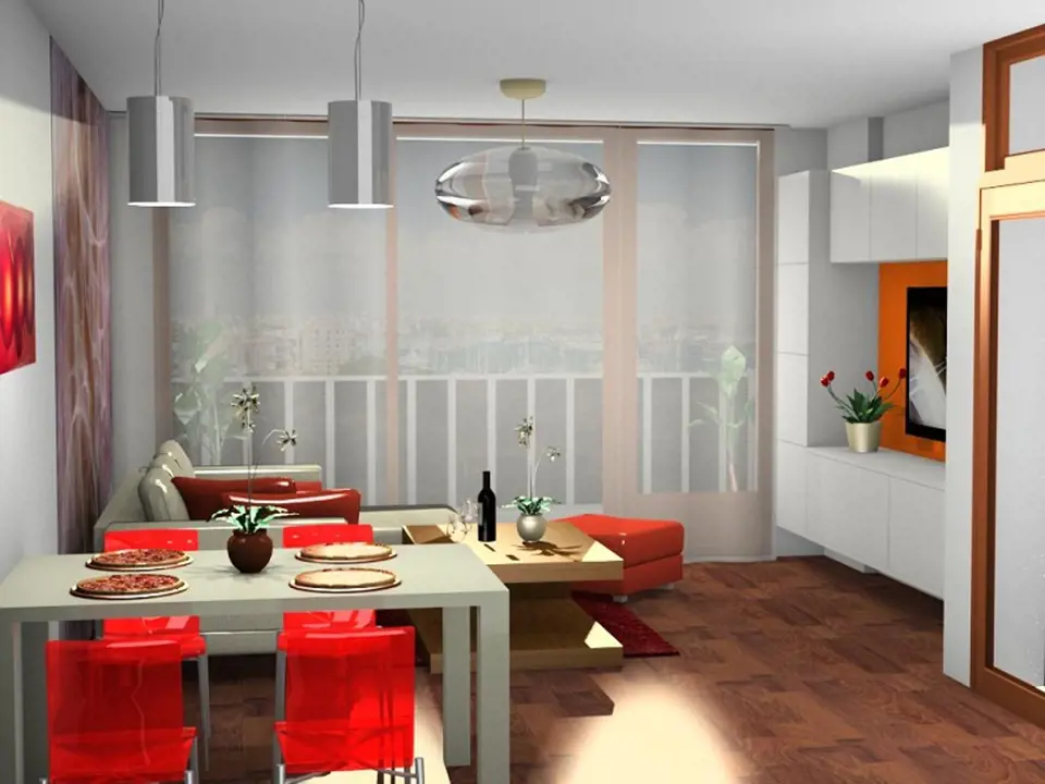 3D návrh na přání - kuchyně s obývacím pokojem 5
