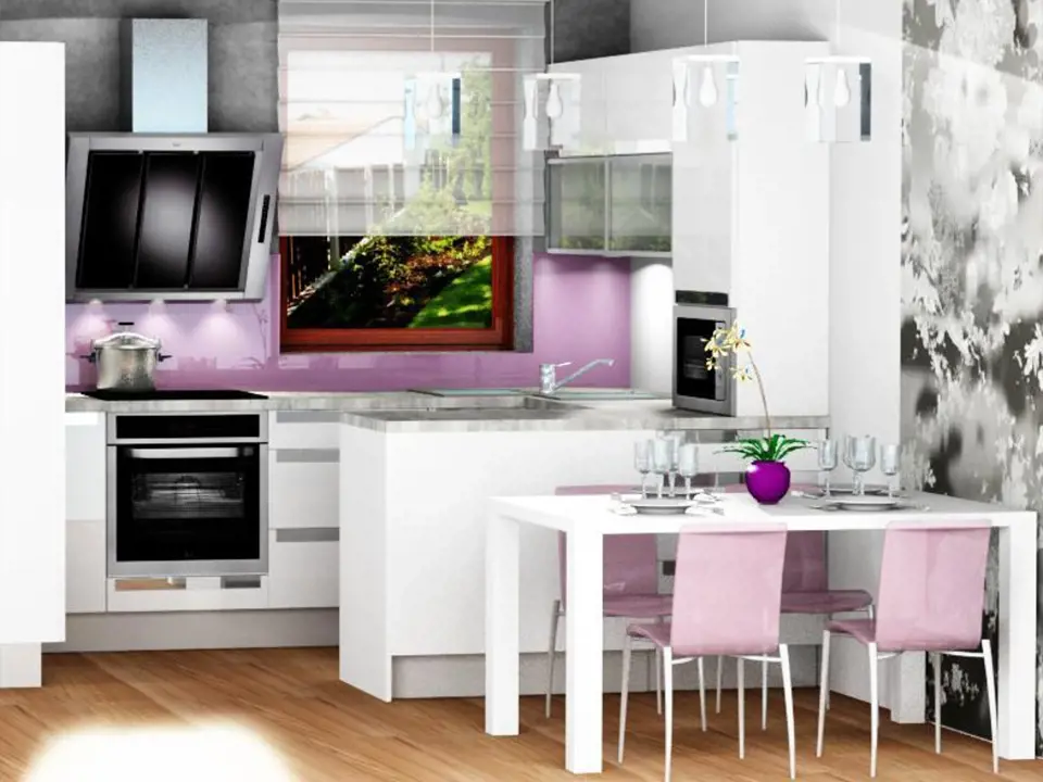 3D návrh: Kuchyně s jídelnou v novostavbě