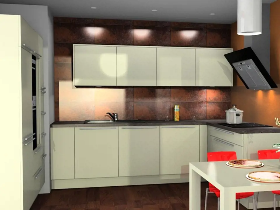 3D návrh na přání - kuchyně s obývacím pokojem 2