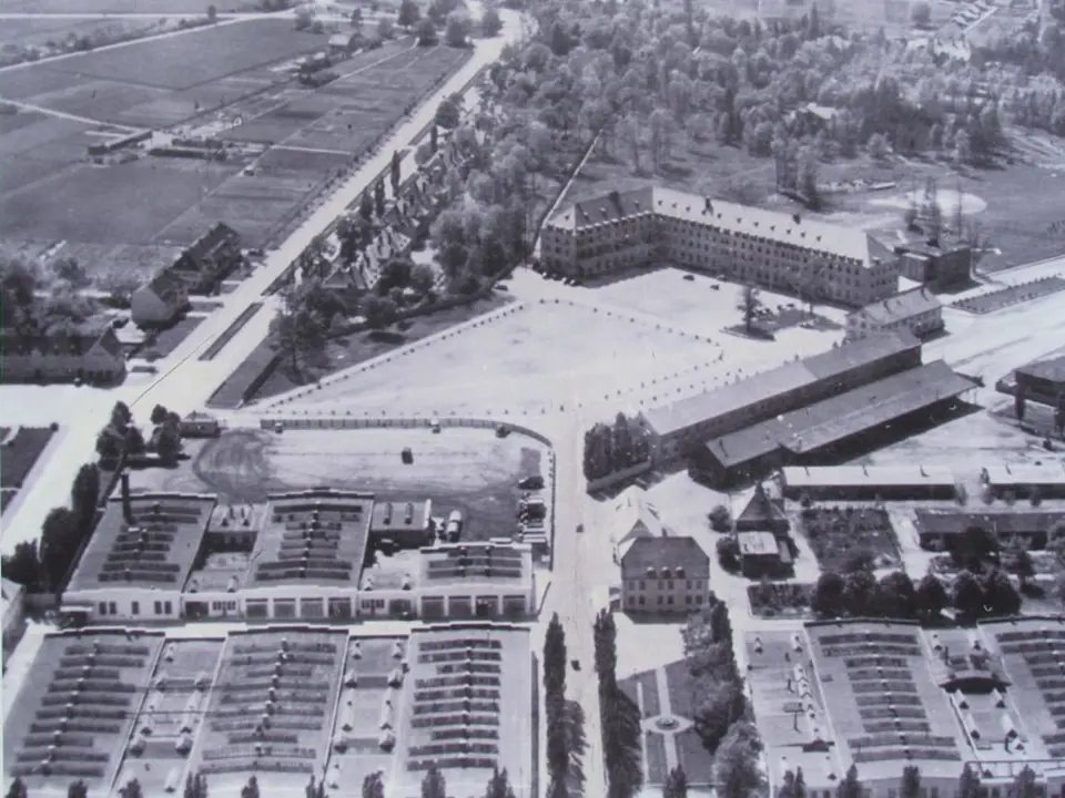 Letecký snímek koncentračního tábora Dachau