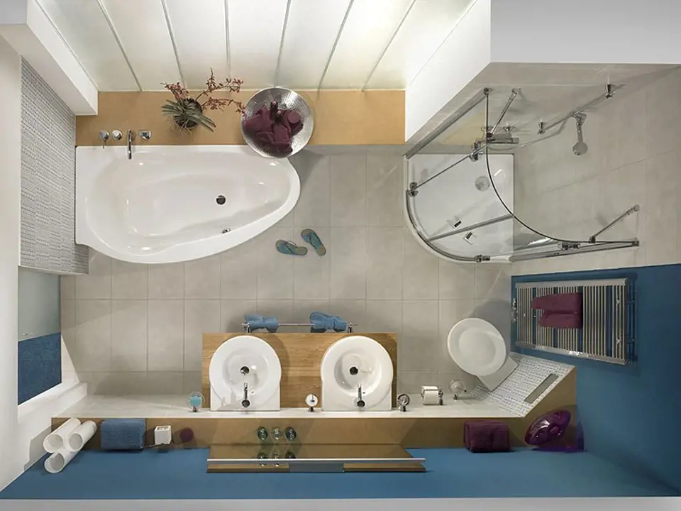 Řešení pro malé koupelny – vana Studio a sprchovací vanička Arrondo. 
Vana Studio pravá rozměr 170x90x43 cm, cena bez DPH pro základní provedení je 36.624 Kč, pro provedení s polystyrénovým nosičem a 