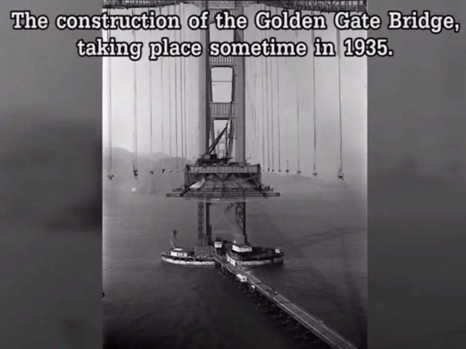 Fotografie z roku 1935 ukazuje, jak se stavěl slavný most Golden Gate.
