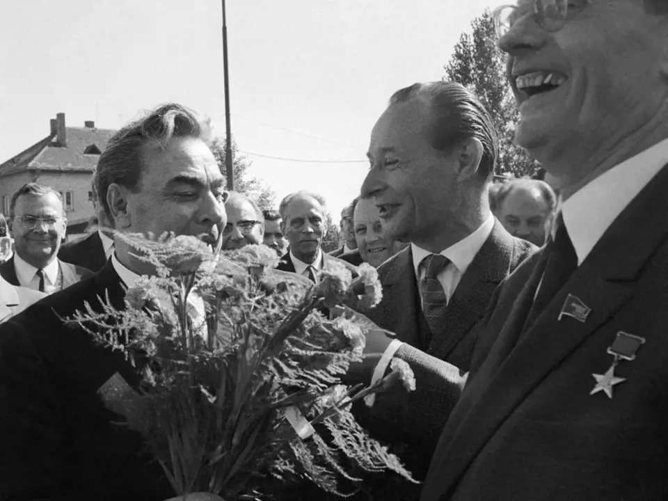 Alexandr Dubček s Leonidem Iljičem Brežněvem v Čierné nad Tisou