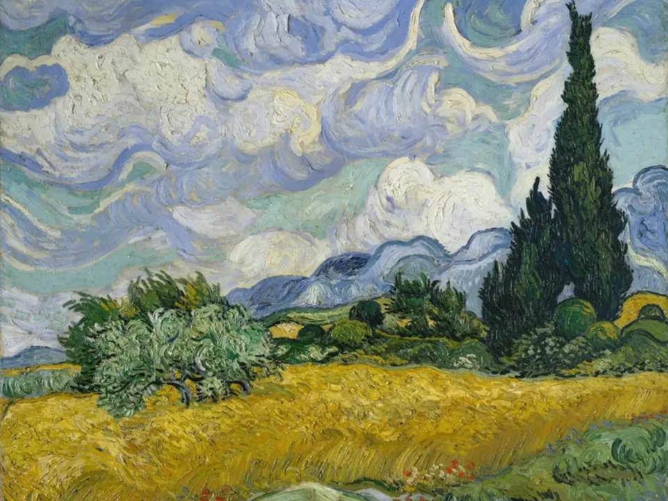 Pšeničné pole s cypřiši - Vincent van Gogh