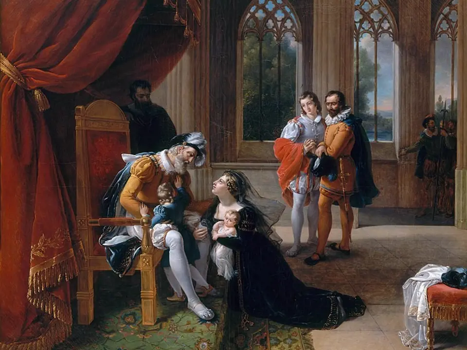 Inés prosí krále Afonsa, aby jí dovolil milovat jeho syna.