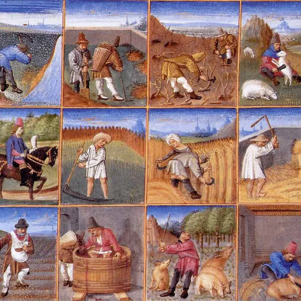 Agrikulturní kalendář k rukopisu Ruralia commoda ze 14. století