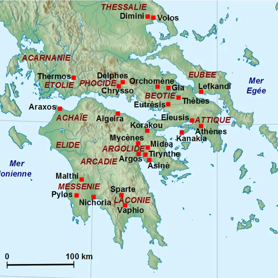 Mapa umístění archeologických nalezišť