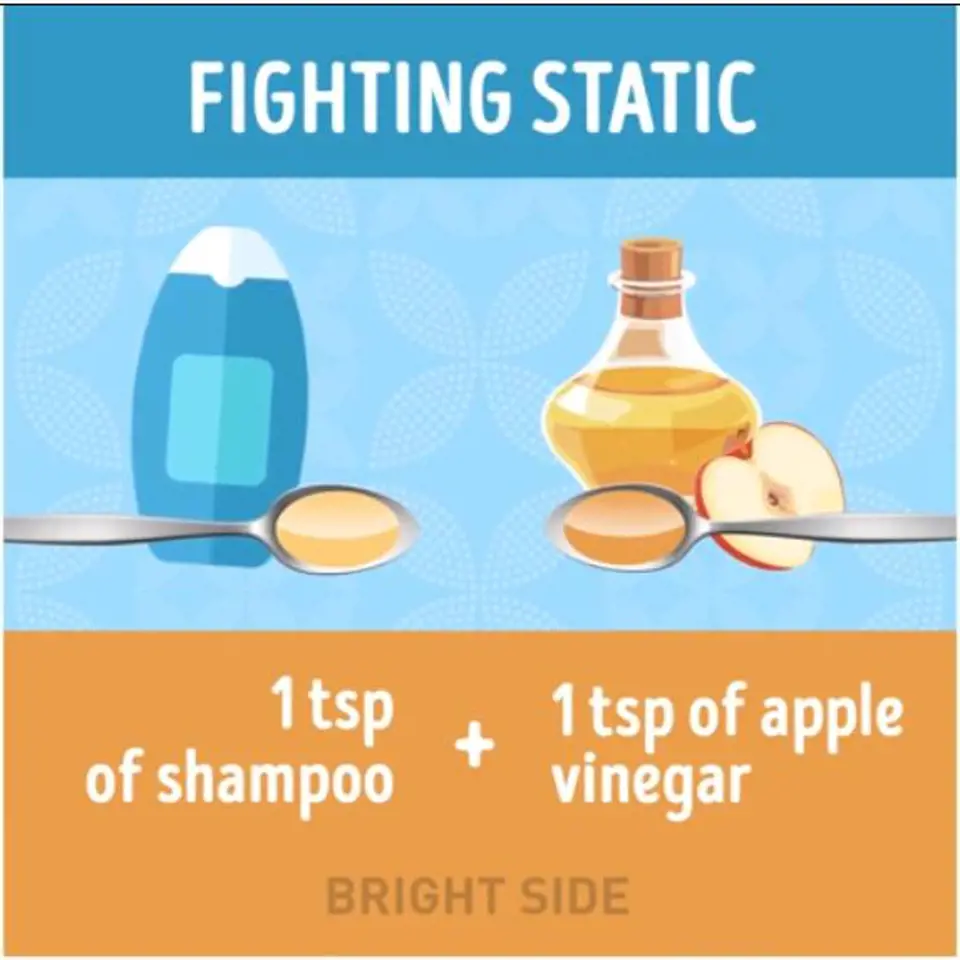 Aby vám vlasy nelítaly kolem hlavy kvůli statické elektřině, tak je umyjte směsí 1 lžíce běžného šamponu a 1 lžíce jablečného octa.