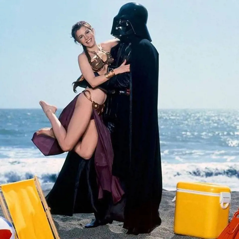 Princezna Leia s tátou na pláži 1983