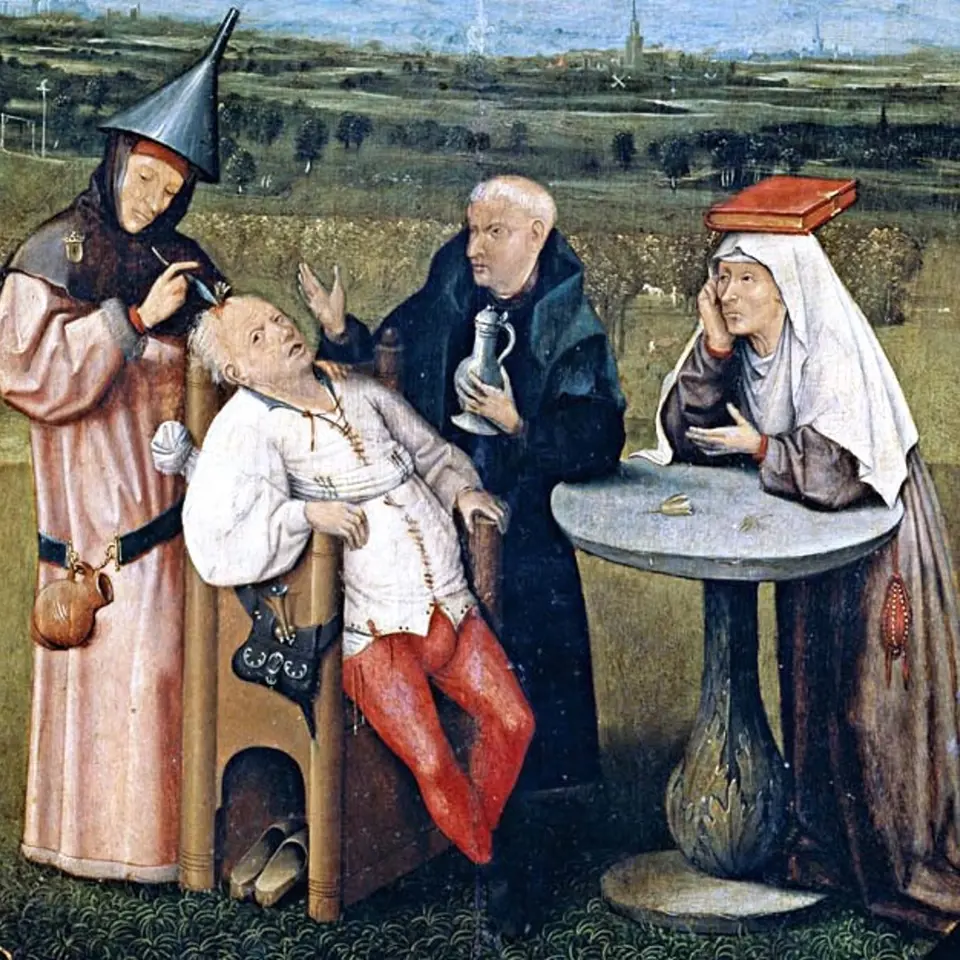 Trepanace zachycená na obraze Hieronyma Bosche