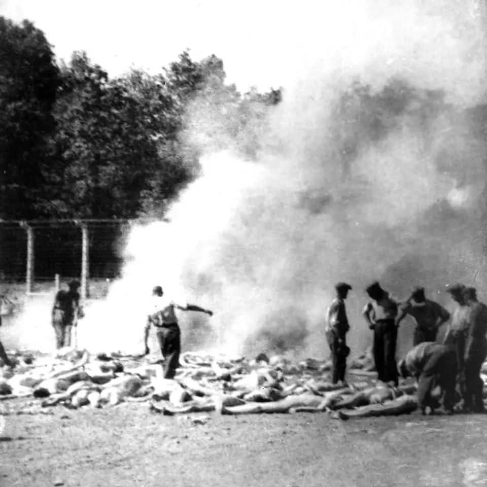 Členové Sonderkommanda byli nuceni odtahovat a spalovat těla zemřelých.