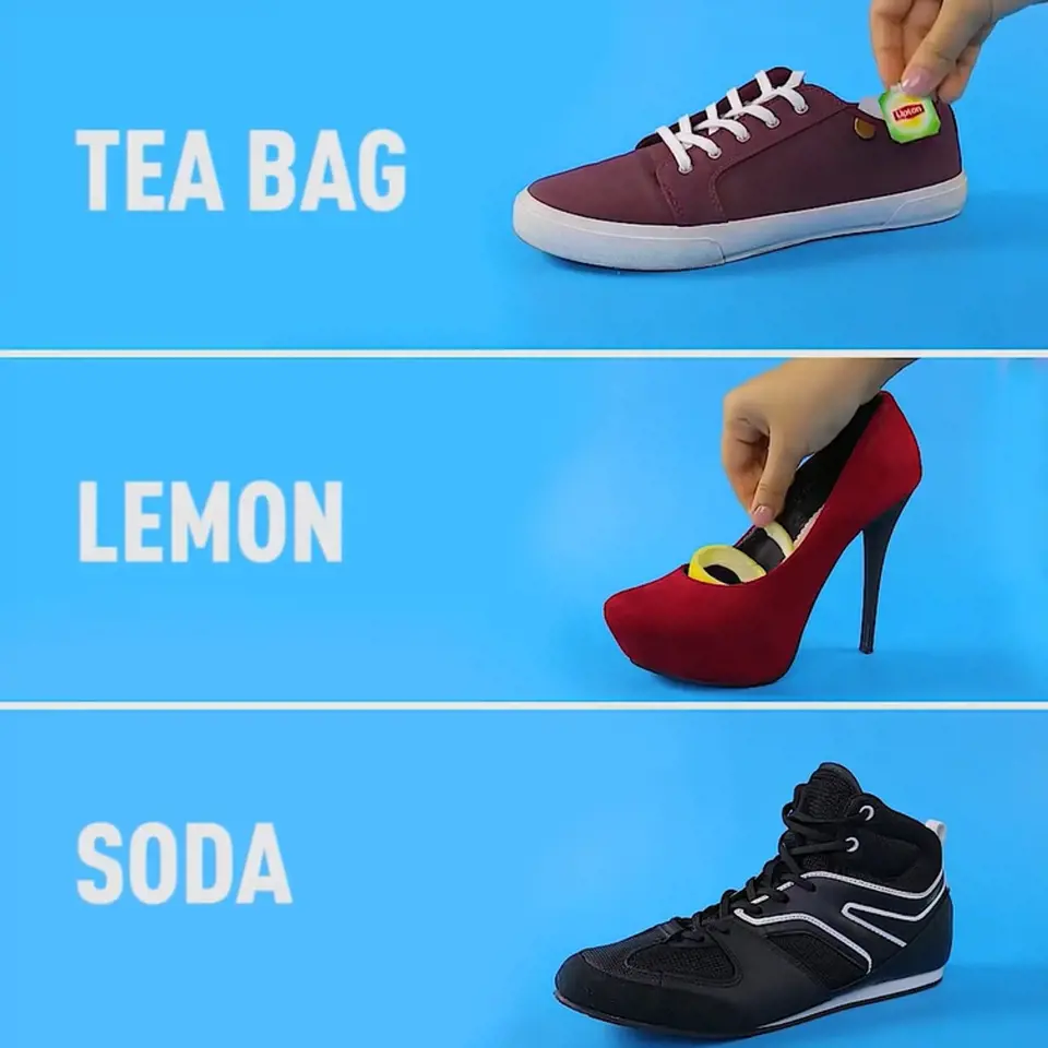Osvěžení bot lze provést několika způsoby, sáčkem od čaje, citronem nebo sodou.
